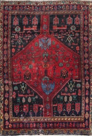 One Of The Kind Hand-Knotted Persian Wool Rug _ Luxurious Vintage Design, 6'0" x 4'2", Artisan