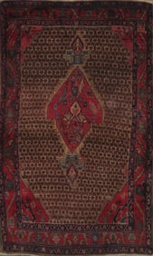 One Of The Kind Hand-Knotted Persian Wool Rug _ Luxurious Vintage Design, 6'0" x 3'4", Artisan