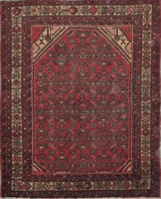 One Of The Kind Hand-Knotted Persian Wool Rug _ Luxurious Vintage Design, 5'9" x 4'8", Artisan