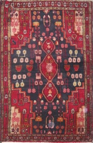 One Of The Kind Hand-Knotted Persian Wool Rug _ Luxurious Vintage Design, 5'8" x 3'7", Artisan