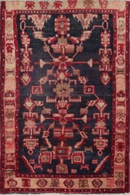 One Of The Kind Hand-Knotted Persian Wool Rug _ Luxurious Vintage Design, 5'9" x 3'9", Artisan