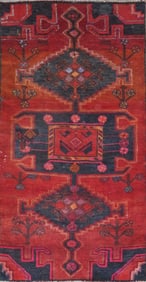 One Of The Kind Hand-Knotted Persian Wool Rug _ Luxurious Vintage Design, 5'8" x 3'0", Artisan