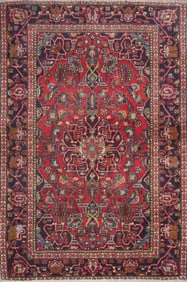 One Of The Kind Hand-Knotted Persian Wool Rug _ Luxurious Vintage Design, 5'7" x 3'7", Artisan