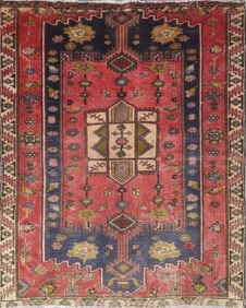 One Of The Kind Hand-Knotted Persian Wool Rug _ Luxurious Vintage Design, 5'6" x 4'3", Artisan