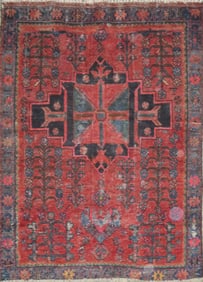 One Of The Kind Hand-Knotted Persian Wool Rug _ Luxurious Vintage Design, 5'6" x 4'1", Artisan