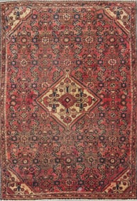 One Of The Kind Hand-Knotted Persian Wool Rug _ Luxurious Vintage Design, 5'5" x 3'9", Artisan