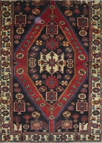 One Of The Kind Hand-Knotted Persian Wool Rug _ Luxurious Vintage Design, 5'4" x 3'9", Artisan