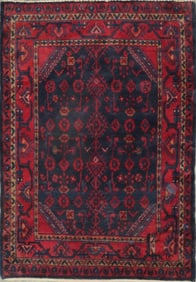 One Of The Kind Hand-Knotted Persian Wool Rug _ Luxurious Vintage Design, 5'1" x 3'5", Artisan