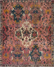 One Of The Kind Hand-Knotted Persian Wool Rug _ Luxurious Vintage Design, 5'10" x 4'7", Artisan