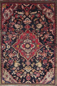 One Of The Kind Hand-Knotted Persian Wool Rug _ Luxurious Vintage Design, 5'10" x 4'1", Artisan