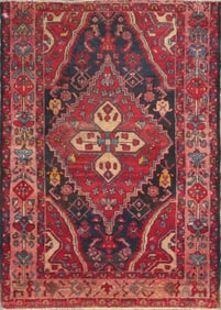 One Of The Kind Hand-Knotted Persian Wool Rug _ Luxurious Vintage Design, 5'10" x 3'9", Artisan