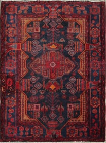 One Of The Kind Hand-Knotted Persian Wool Rug _ Luxurious Vintage Design, 5'0" x 3'7", Artisan