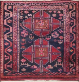 One Of The Kind Hand-Knotted Persian Wool Rug _ Luxurious Vintage Design, 4'9" x 4'8", Artisan