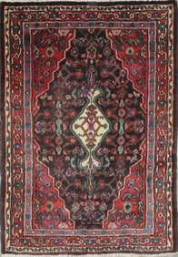 One Of The Kind Hand-Knotted Persian Wool Rug _ Luxurious Vintage Design, 4'9" x 3'3", Artisan