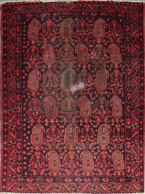 One Of The Kind Hand-Knotted Persian Wool Rug _ Luxurious Vintage Design, 4'7" x 3'6", Artisan