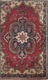 One Of The Kind Hand-Knotted Persian Wool Rug _ Luxurious Vintage Design, 4'5" x 2'7", Artisan