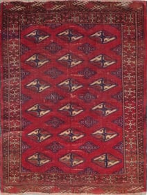 One Of The Kind Hand-Knotted Persian Wool Rug _ Luxurious Vintage Design, 4'0" x 3'2', Artisan