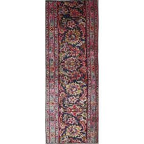 One Of The Kind Hand-Knotted Persian Wool Rug _ Luxurious Vintage Design, 4'0" x 1'0", Artisan
