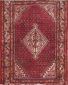 One Of The Kind Hand-Knotted Persian Wool Rug _ Luxurious Vintage Design, 3'9" x 3'5", Artisan