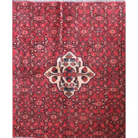 One Of The Kind Hand-Knotted Persian Wool Rug _ Luxurious Vintage Design, 3'9" x 3'3", Artisan