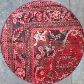 One Of The Kind Hand-Knotted Persian Wool Rug _ Luxurious Vintage Design, 3'7" x 3'7", Artisan