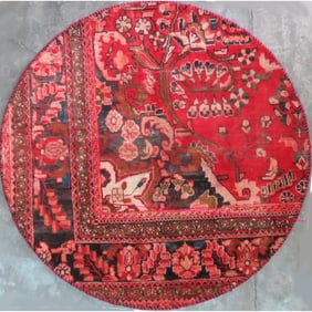 One Of The Kind Hand-Knotted Persian Wool Rug _ Luxurious Vintage Design, 3'6" x 3'6", Artisan