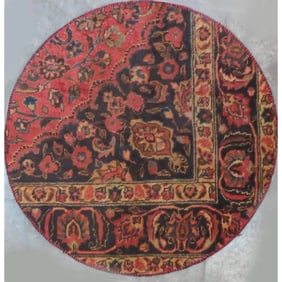 One Of The Kind Hand-Knotted Persian Wool Rug _ Luxurious Vintage Design, 3'6" x 3'6", Artisan