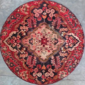 One Of The Kind Hand-Knotted Persian Wool Rug _ Luxurious Vintage Design, 3'6" x 3'6", Artisan
