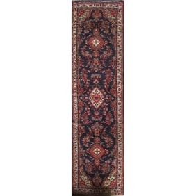 One Of The Kind Hand-Knotted Persian Wool Rug _ Luxurious Vintage Design, 15'9" x 3'6", Artisan