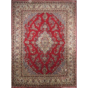 One Of The Kind Hand-Knotted Persian Wool Rug _ Luxurious Vintage Design, 13'7" x 10'2", Artisan
