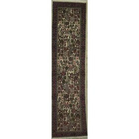 One Of The Kind Hand-Knotted Persian Wool Rug _ Luxurious Vintage Design, 13'5" x 2'7", Artisan