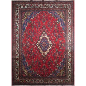 One Of The Kind Hand-Knotted Persian Wool Rug _ Luxurious Vintage Design, 13'4" x 9'9", Artisan