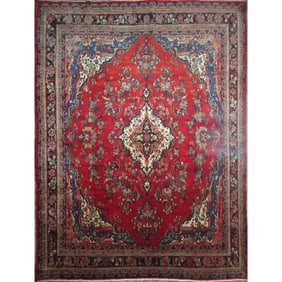 One Of The Kind Hand-Knotted Persian Wool Rug _ Luxurious Vintage Design, 13'3" x 10'5", Artisan