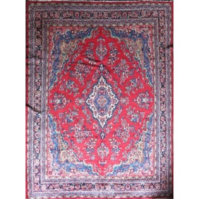 One Of The Kind Hand-Knotted Persian Wool Rug _ Luxurious Vintage Design, 13'10" x 9'8", Artisan