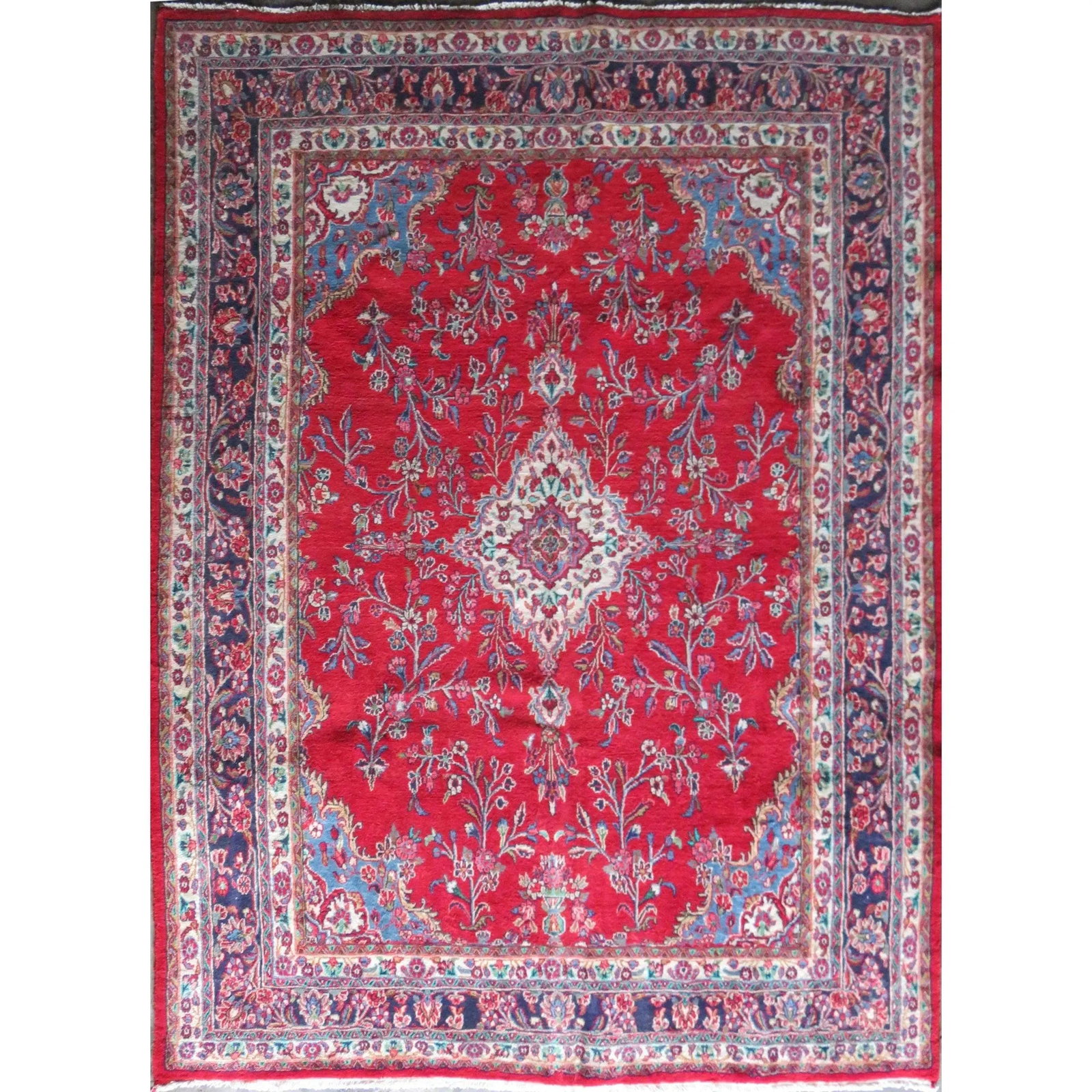 One Of The Kind Hand-Knotted Persian Wool Rug _ Luxurious Vintage Design, 12'9" x 9'8", Artisan: Hand-Knotted Persian Wool Rug _ Luxurious Vintage Design, 12'9" x 9'8", Artisan Crafted, Authentic hand-knotted traditional antique vintage Persian rugs, in excellent vintage condition with over 60 ye