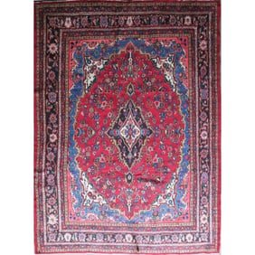 One Of The Kind Hand-Knotted Persian Wool Rug _ Luxurious Vintage Design, 12'9" x 8'8", Artisan