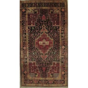 One Of The Kind Hand-Knotted Persian Wool Rug _ Luxurious Vintage Design, 12'10" x 2'7", Artisan