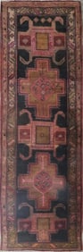 One Of The Kind Hand-Knotted Persian Wool Rug _ Luxurious Vintage Design, 12'1" x 3'7", Artisan