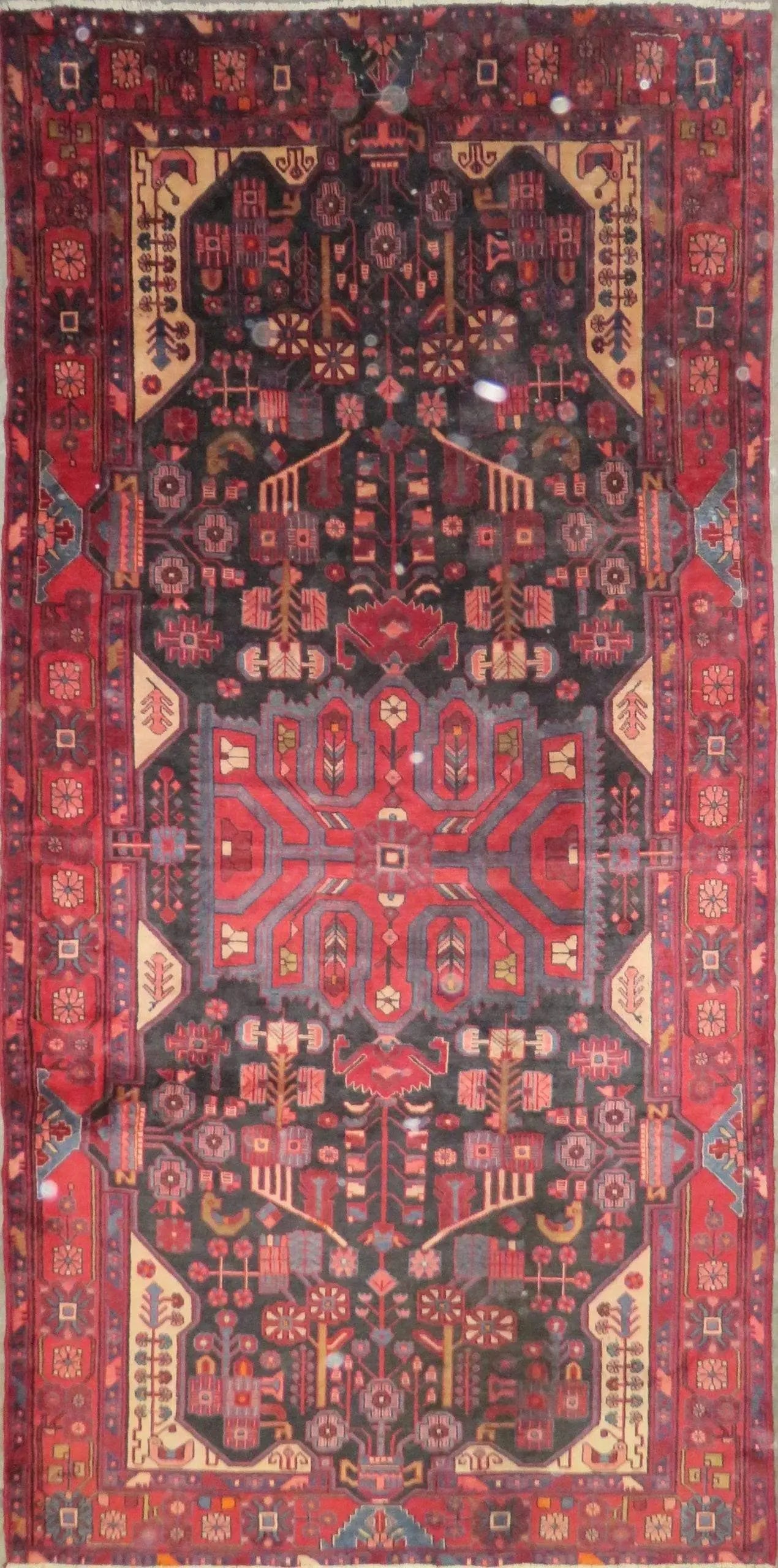 One Of The Kind Hand-Knotted Persian Wool Rug _ Luxurious Vintage Design, 11'9" x 5'7", Artisan: Hand-Knotted Persian Wool Rug _ Luxurious Vintage Design, 11'9" x 5'7", Artisan Crafted, Authentic hand-knotted traditional antique vintage Persian rugs, in excellent vintage condition with over 60 ye