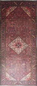 One Of The Kind Hand-Knotted Persian Wool Rug _ Luxurious Vintage Design, 11'9" x 5'2", Artisan