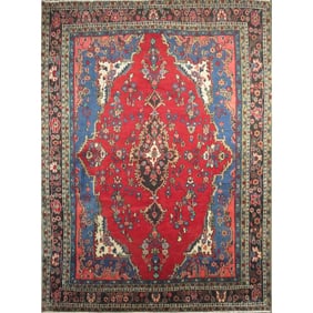 One Of The Kind Hand-Knotted Persian Wool Rug _ Luxurious Vintage Design, 11'5" x 8'1", Artisan