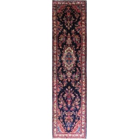 One Of The Kind Hand-Knotted Persian Wool Rug _ Luxurious Vintage Design, 11'4" x 2'6", Artisan