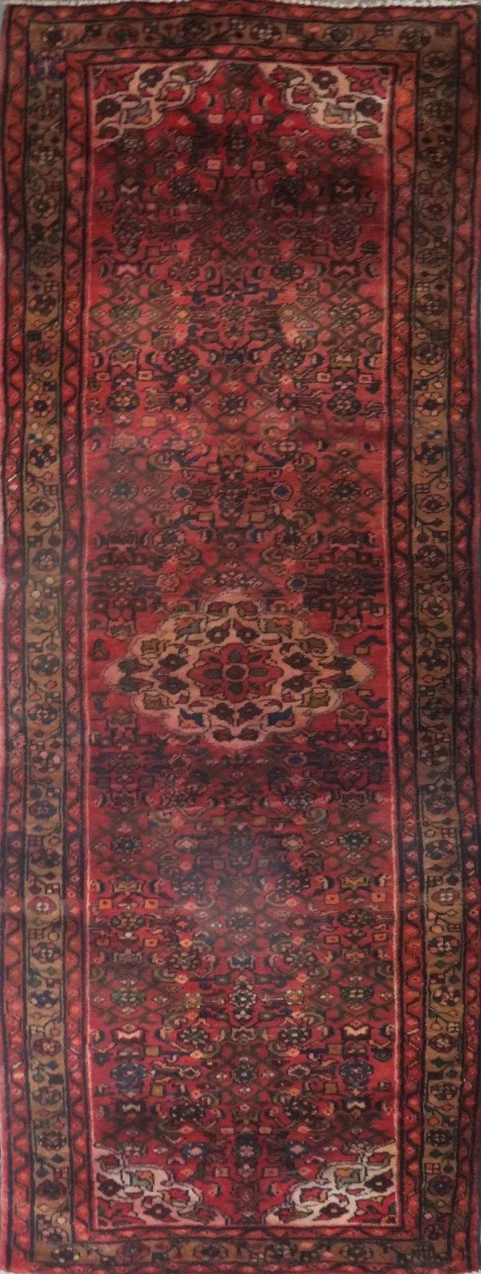 One Of The Kind Hand-Knotted Persian Wool Rug _ Luxurious Vintage Design, 11'3" x 3'8", Artisan: Hand-Knotted Persian Wool Rug _ Luxurious Vintage Design, 11'3" x 3'8", Artisan Crafted, Authentic hand-knotted traditional antique vintage Persian rugs, in excellent vintage condition with over 60 ye