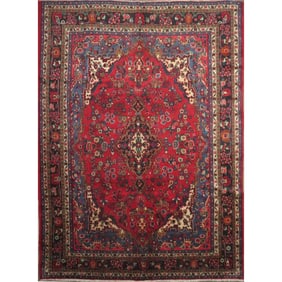 One Of The Kind Hand-Knotted Persian Wool Rug _ Luxurious Vintage Design, 11'10" x 8'8", Artisan