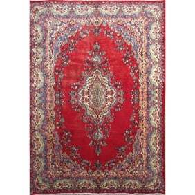 One Of The Kind Hand-Knotted Persian Wool Rug _ Luxurious Vintage Design, 10'9" x 7'8", Artisan