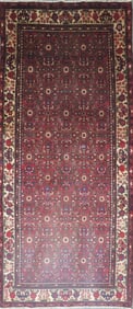 One Of The Kind Hand-Knotted Persian Wool Rug _ Luxurious Vintage Design, 10'9" x 4'9", Artisan