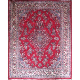 One Of The Kind Hand-Knotted Persian Wool Rug _ Luxurious Vintage Design, 10'9" x 7'8", Artisan