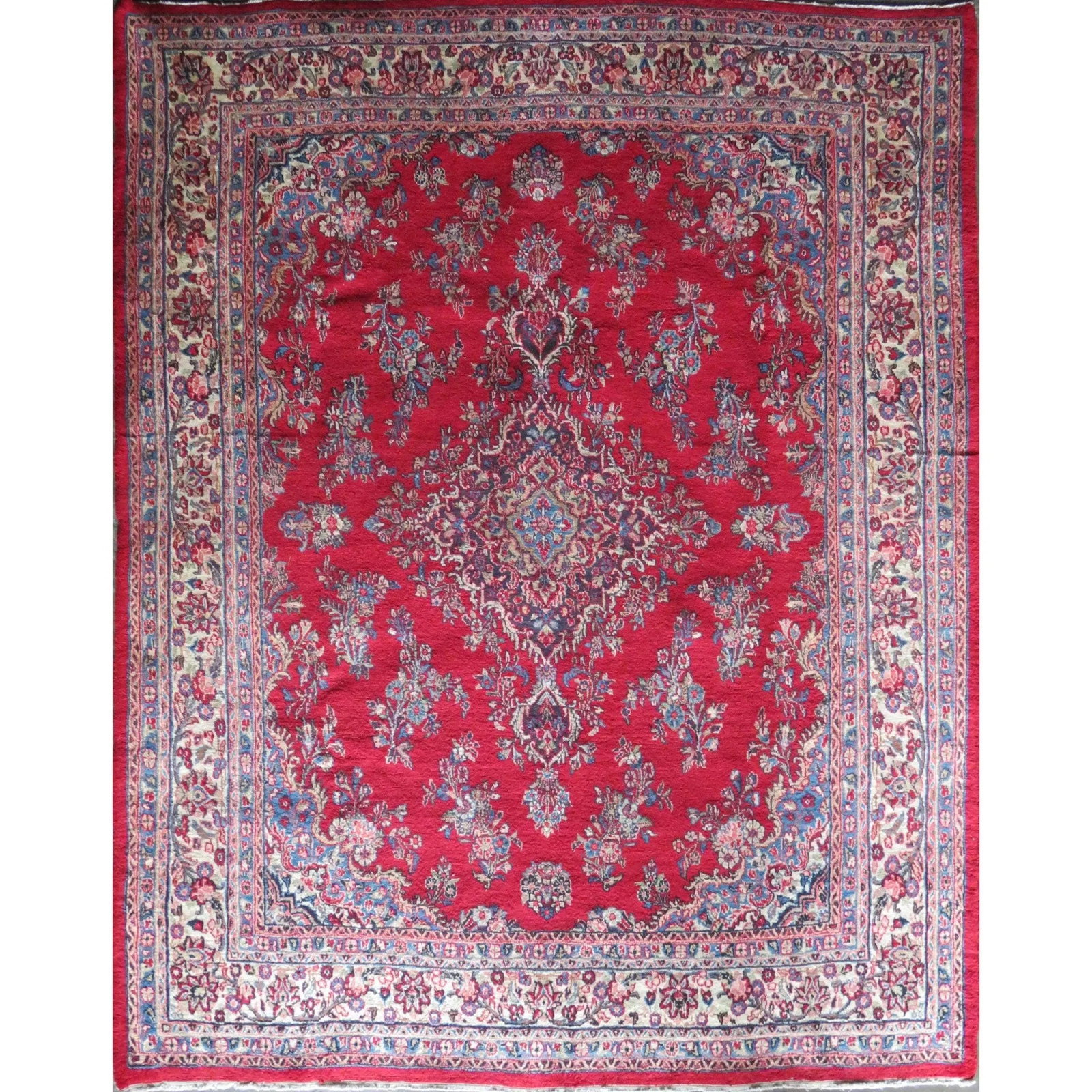 One Of The Kind Hand-Knotted Persian Wool Rug _ Luxurious Vintage Design, 10'9" x 7'8", Artisan: Hand-Knotted Persian Wool Rug _ Luxurious Vintage Design, 10'9" x 7'8", Artisan Crafted, Authentic hand-knotted traditional antique vintage Persian rugs, in excellent vintage condition with over 60 ye