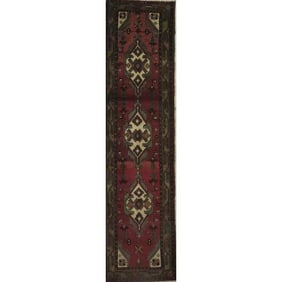 One Of The Kind Hand-Knotted Persian Wool Rug _ Luxurious Vintage Design, 10'5" x 2'6", Artisan