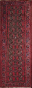 One Of The Kind Hand-Knotted Persian Wool Rug _ Luxurious Vintage Design, 10'9" x 3'10", Artisan